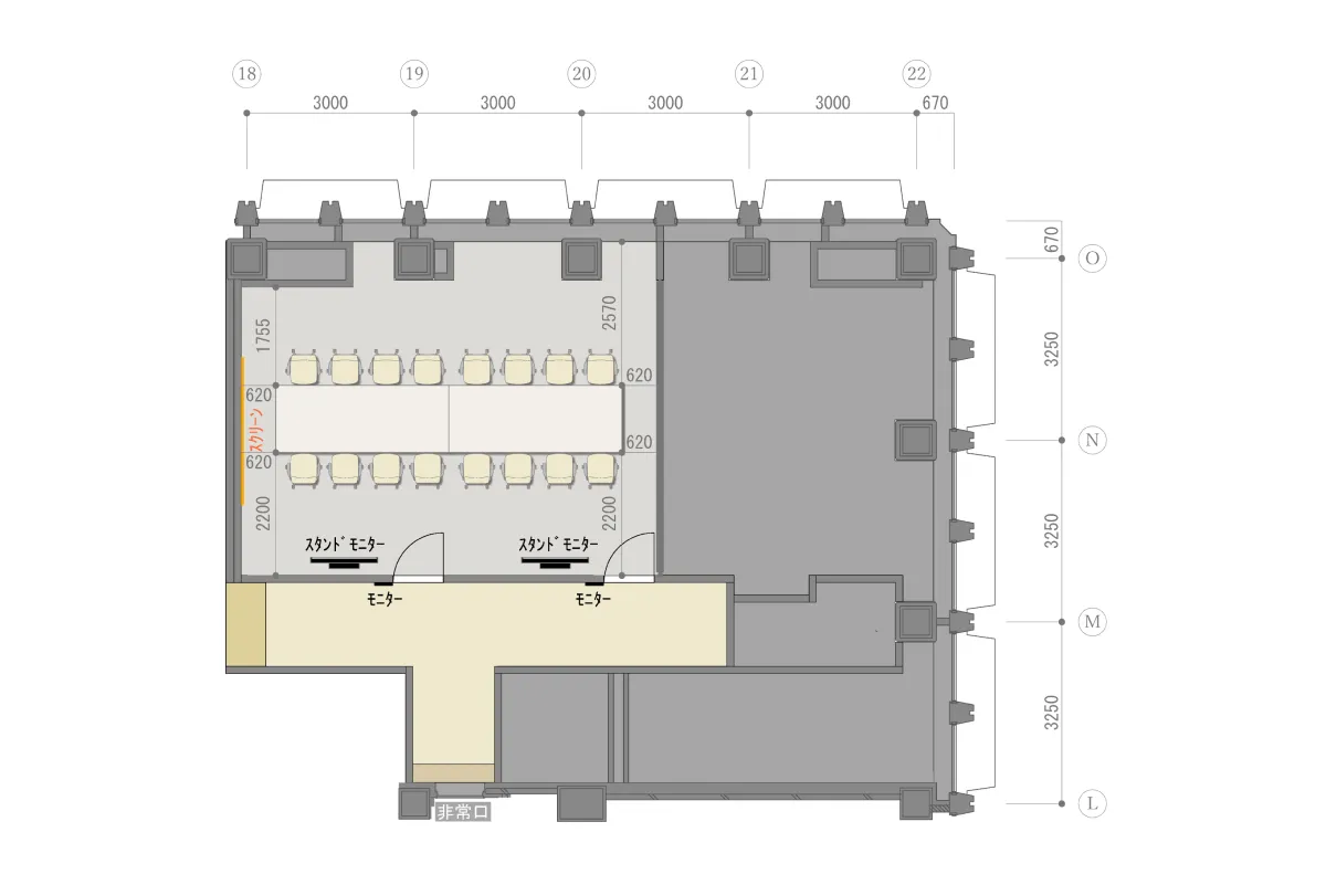 ミーティングルームA＋Bのレイアウト