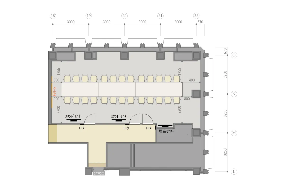 ミーティングルームA＋B＋Cのレイアウト
