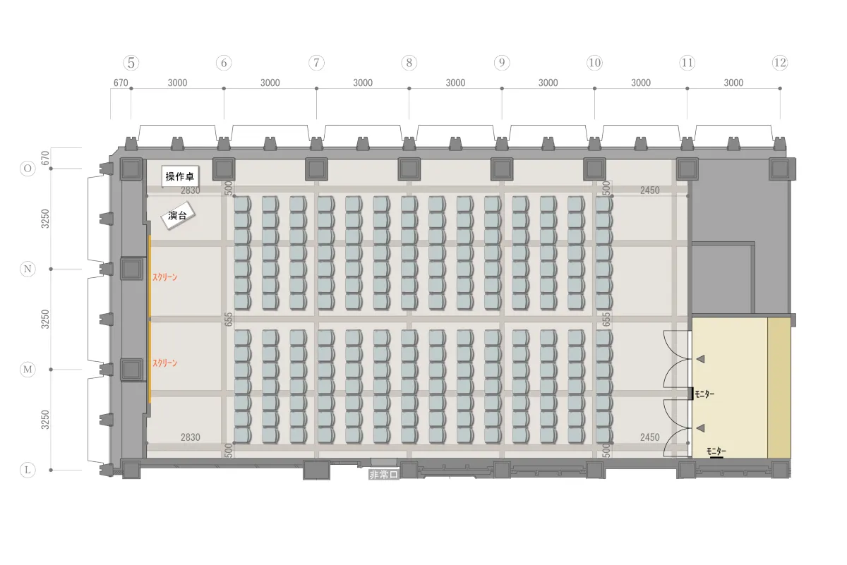 シアター形式（196名）のレイアウト