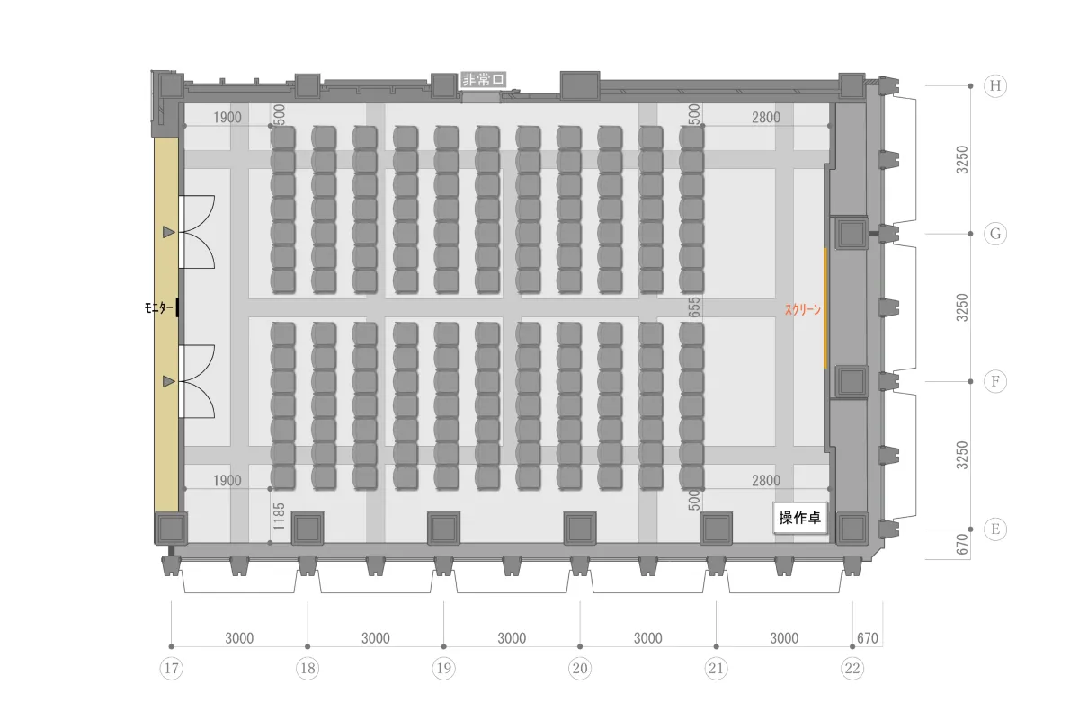 シアター形式（154名）のレイアウト